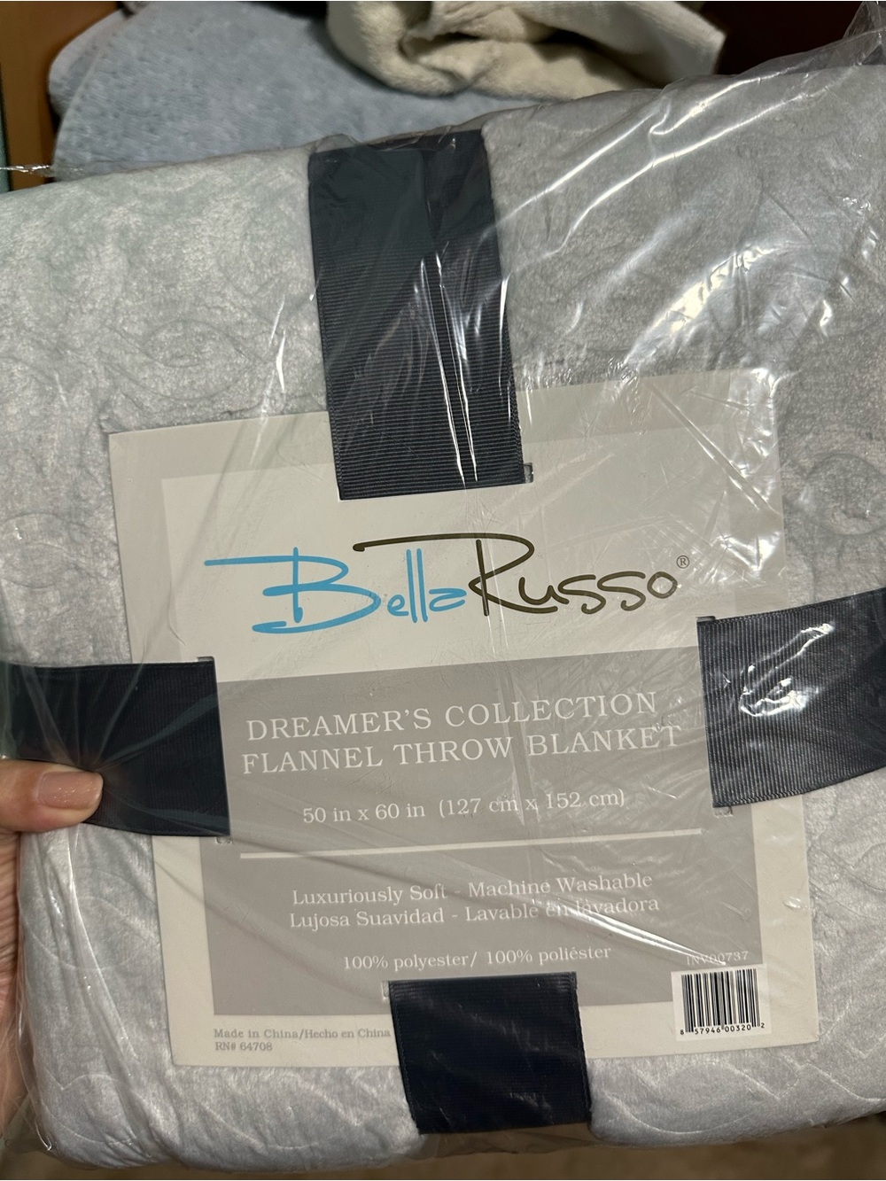 Bella Russo Dreamer’s Collection Flannel Throw Silver